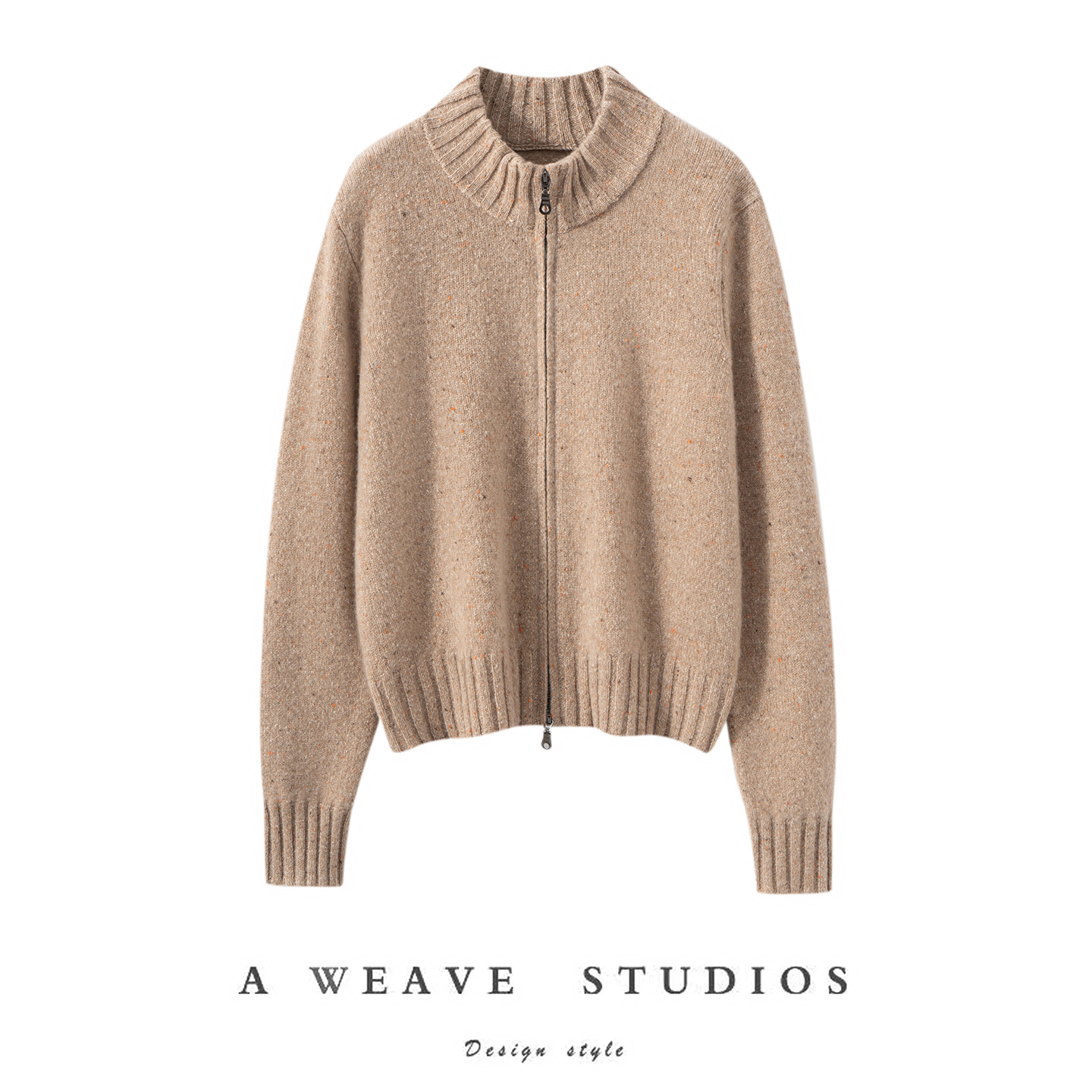 2025秋冬新款女羊绒衫100%纯山羊绒立领宽松加厚保暖针织开衫外套