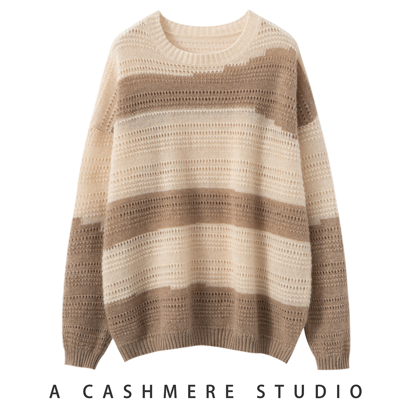 25秋冬新款100%纯山羊绒女早秋轻薄镂空撞色针织衫慵懒高级感毛衣