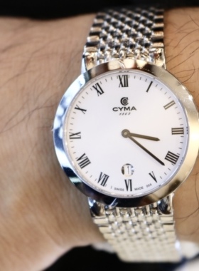 瑞士CYMA西马全新商务休闲罗马计时白盘精钢石英男表现货保修包邮