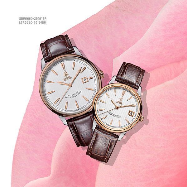 瑞士依波路ernestborel全新雅丽系列简约休闲皮革自动机械情侣表