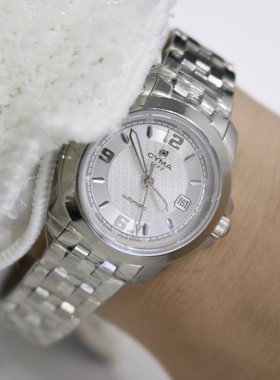 瑞士CYMA西马商务休闲灰色盘精钢自动机械女表低折扣 现货 保修