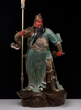 铜立刀关公关二爷关羽武财神供奉佛像寺庙客厅摆件办公室饰品