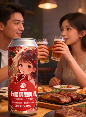 金榴园石榴精酿啤酒低度水果酒微醺清爽500毫升啤酒饮料1L装6瓶