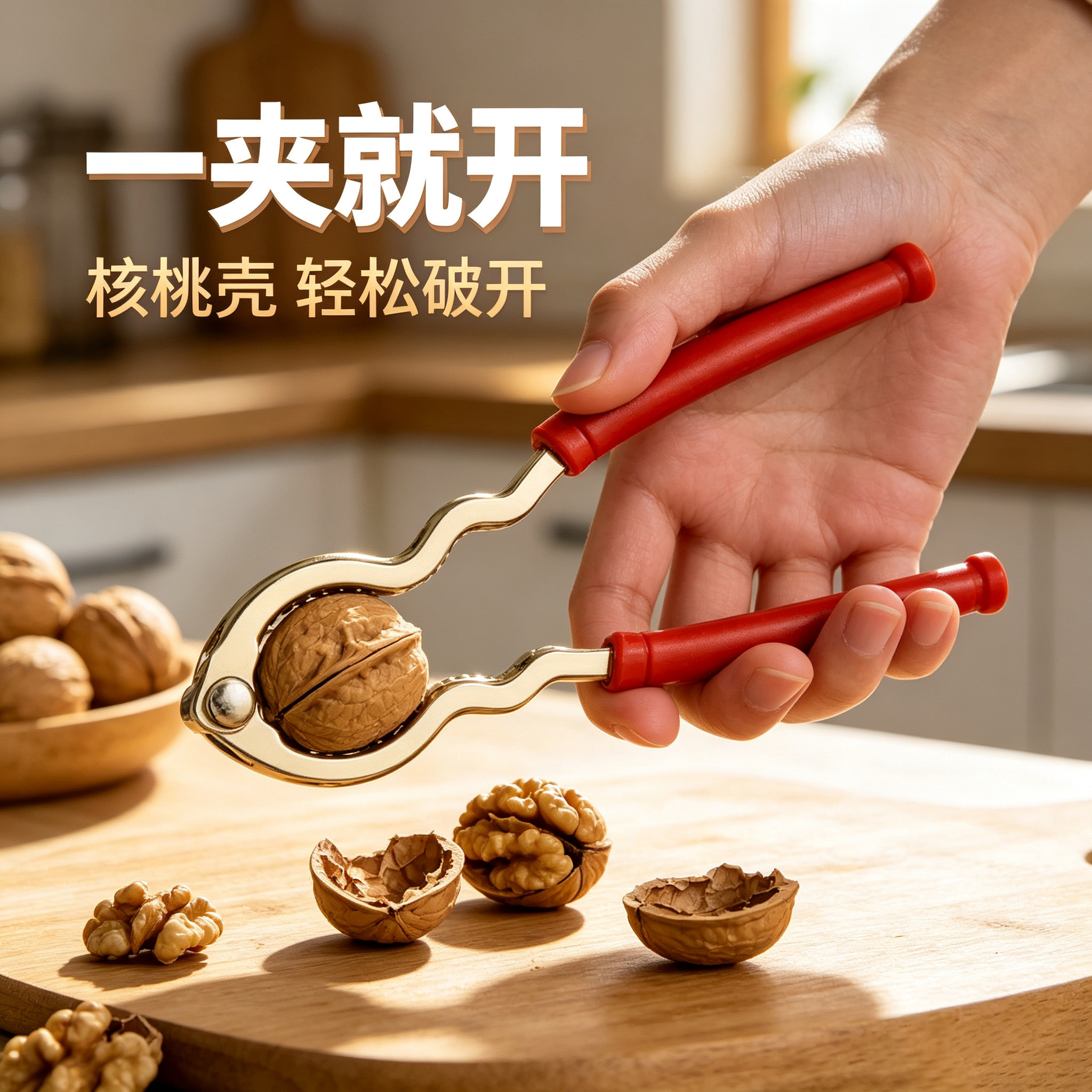 核桃夹子家用山核桃坚果钳子夹核桃剥壳器耐用开核桃神器榛子工具