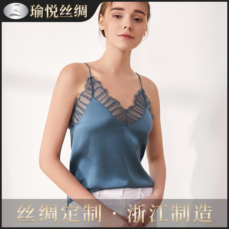 夏季法式轻奢真丝吊带背心女 丝绸蕾丝桑蚕丝性感女神内搭打底衫