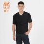 Lu Wang 2017 thu đông nam mới áo len cashmere nguyên chất cổ chữ V nửa tay áo đơn giản quần áo nam giản dị 421711841 - Áo len Cashmere áo lót nam