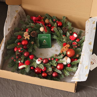 圣诞花环2025年新款藤条门挂橱窗酒店商场前台室内室外创意挂件