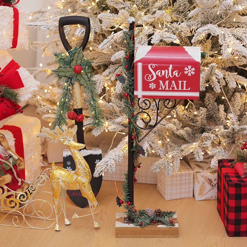 2025年新款圣诞节装饰品圣诞树雪人铁锹信箱INS装饰布置拍照道具