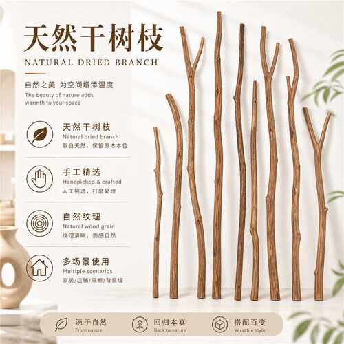 枯木树枝手工材料服装店挂衣杆复古色隔断树枝装饰挂件天然干树枝