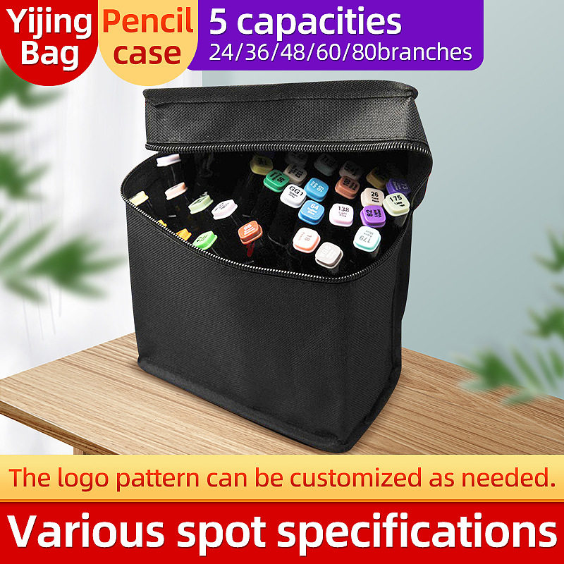 marker pen pouch跨境批发马克笔笔袋文具帆布黑色铅笔大容量笔帘