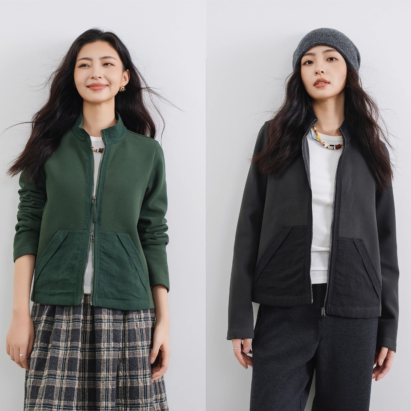 优可丝立领短外套开衫