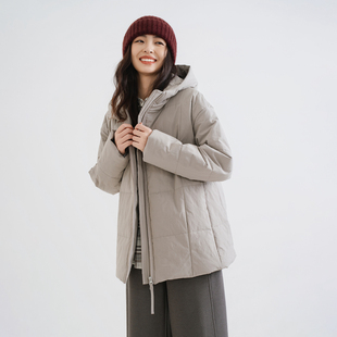 松烟灰全棉连帽秋冬女外套 梭家｜空中停歇｜新雪丽棉服高效保暖