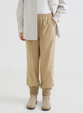 梭家｜等待永远｜简约通勤卡其色匹马棉不倒绒加绒裤秋冬女直筒裤