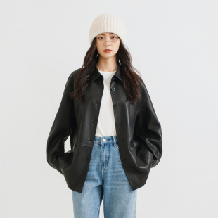 梭家｜默契｜西班牙进口黑山羊皮黑色休闲外套女士高端皮衣气质