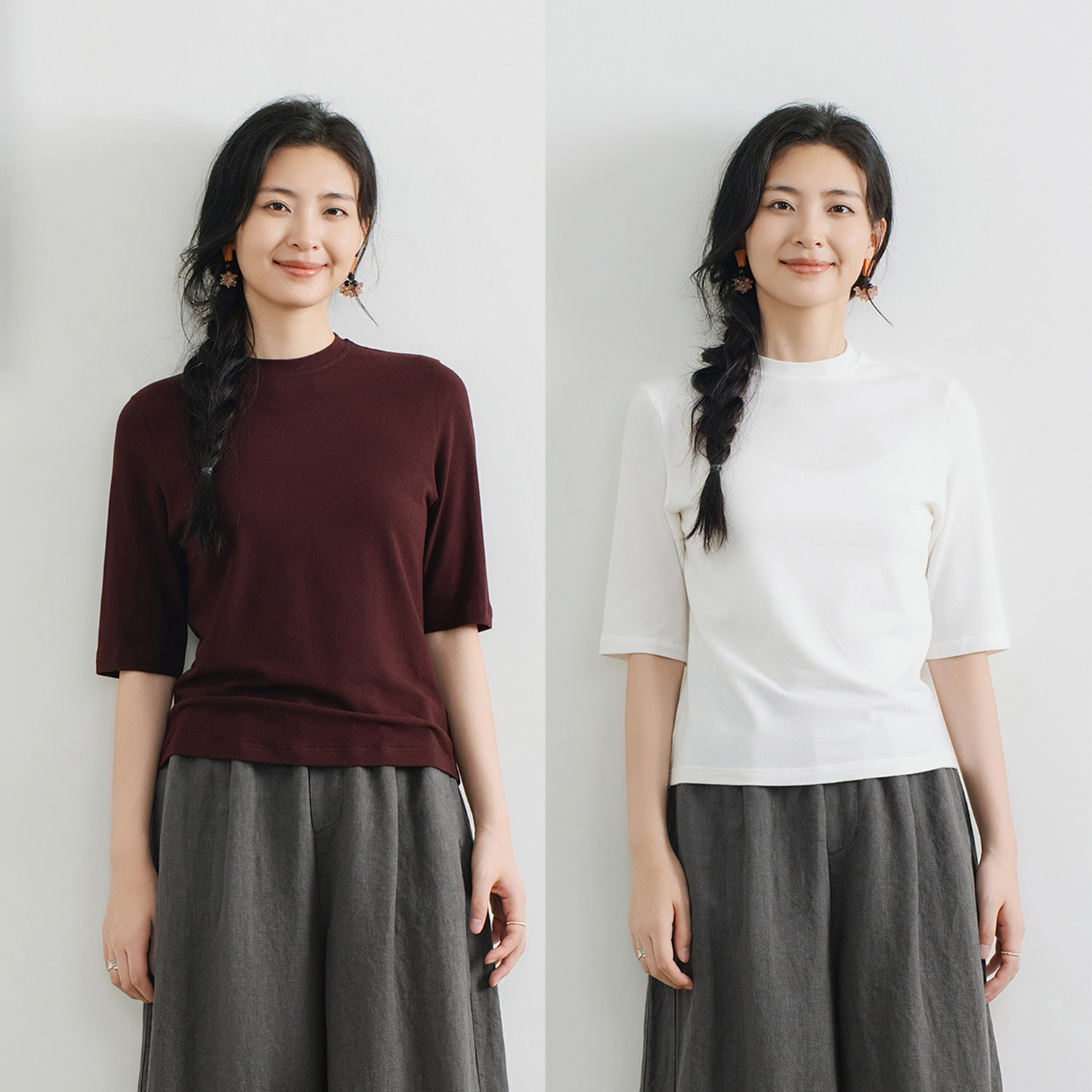 莫代尔圆领上衣女秋季新款针织衫图片
