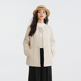 春季 女士棉外套宽松 杏灰色薄款 梭家｜素日｜新雪丽棉服高效保暖