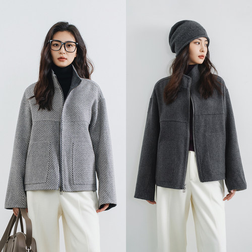 双面穿羊毛羊绒毛呢外套