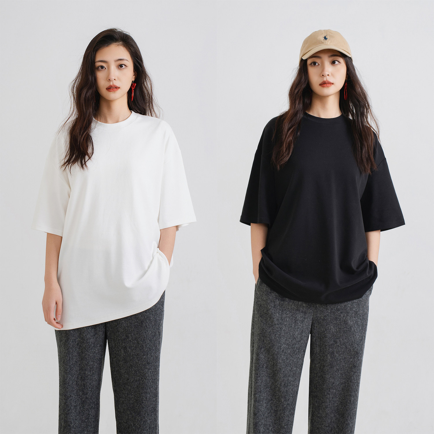 梭家|练习室｜基础版型黑白两色圆领五分袖T恤春夏女百搭上衣宽松