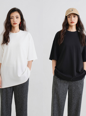 梭家|练习室｜基础版型黑白两色圆领五分袖T恤春夏女百搭上衣宽松