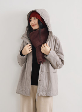 梭家新雪丽保暖文艺连帽棉服冬季