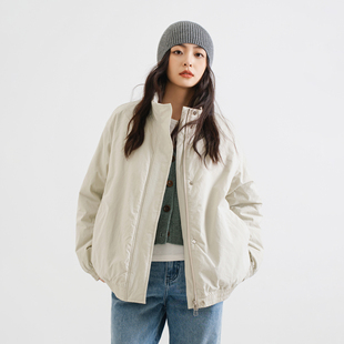 梭家｜载着晴天｜新雪丽棉服高效保暖 纯棉高领女外套 青城灰短款