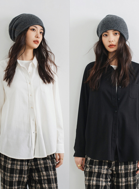 梭家｜珍贵的日子｜经典两色羊毛棉黑白两色衬衫秋冬女士打底衫