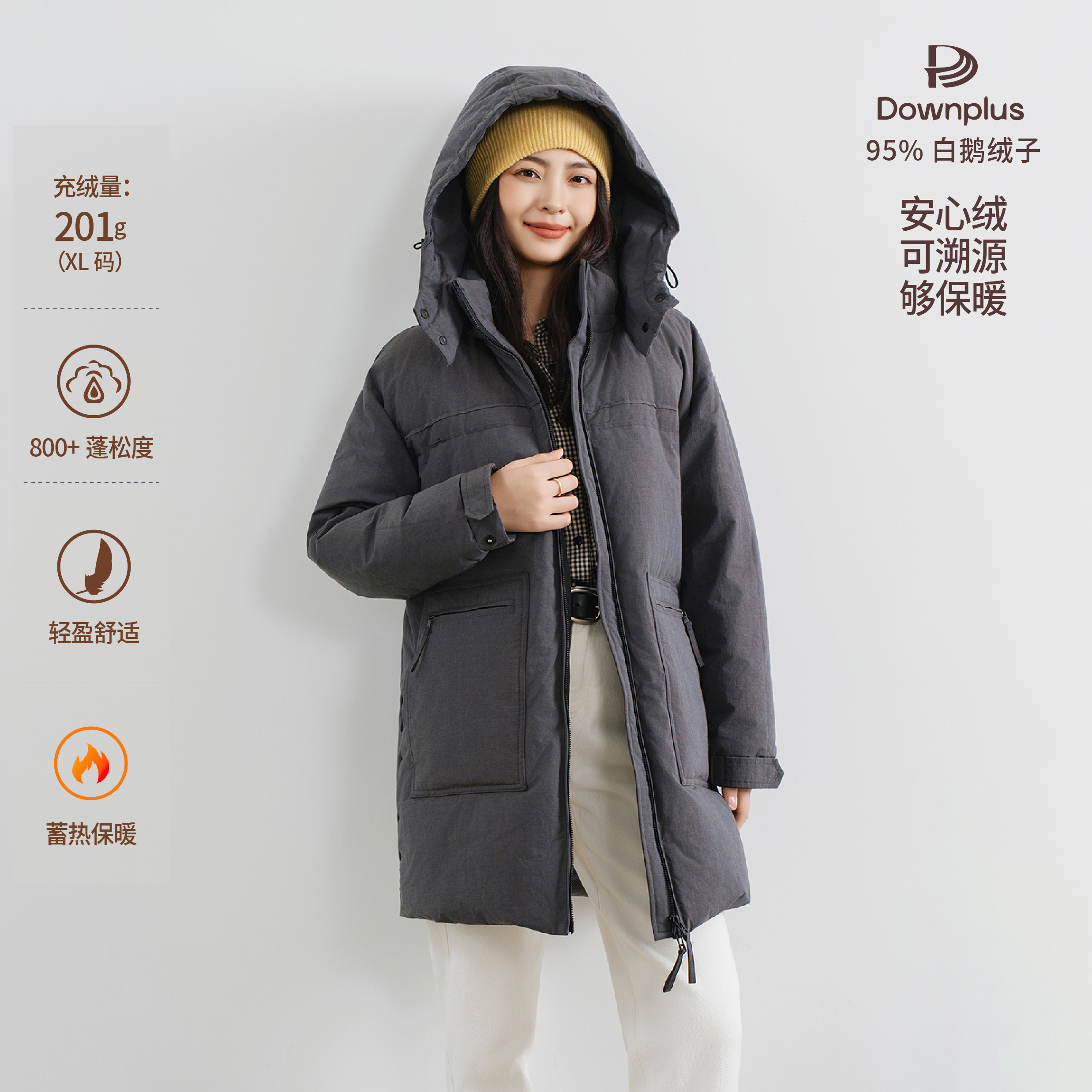 梭家｜月亮忘了｜匈牙利进口95白鹅绒黑茶灰匹马棉工装高端羽绒服