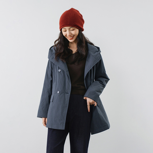 匹马棉连帽深灰蓝棉服秋冬女士外套 梭家｜阅行｜新雪丽高效保暖