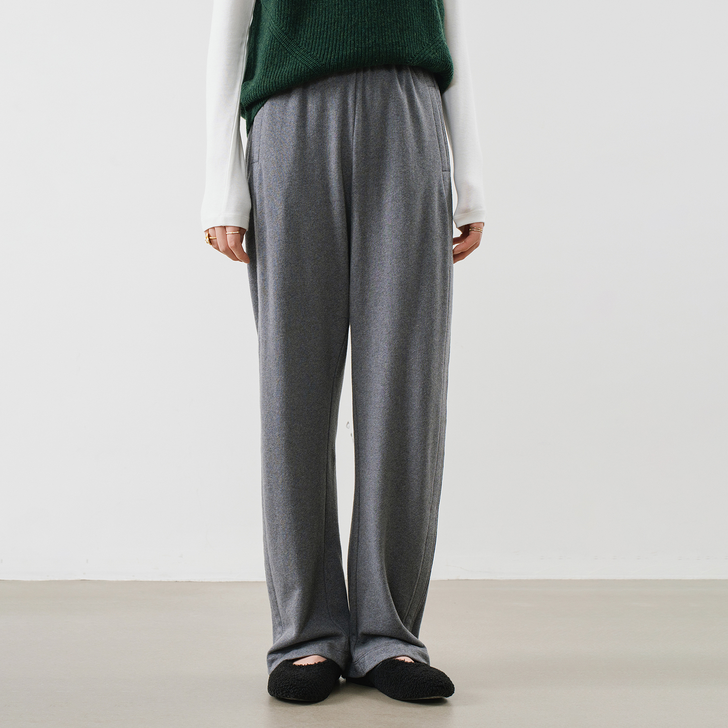 梭家｜疏影｜微弹随性舒服松弛感石墨灰女士秋冬百搭休闲长裤宽松