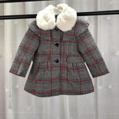 迪迪L品牌撤柜童装 中小童女童千鸟格呢大衣儿童秋冬夹棉呢子外套