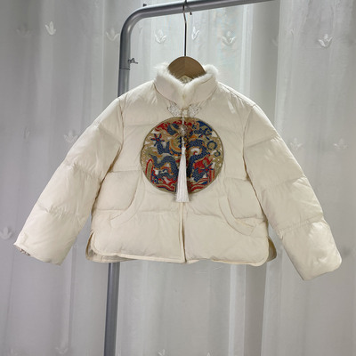 抱品牌撤柜童装中大童女童国风盘扣羽绒服儿童冬季新中式鸭绒外套