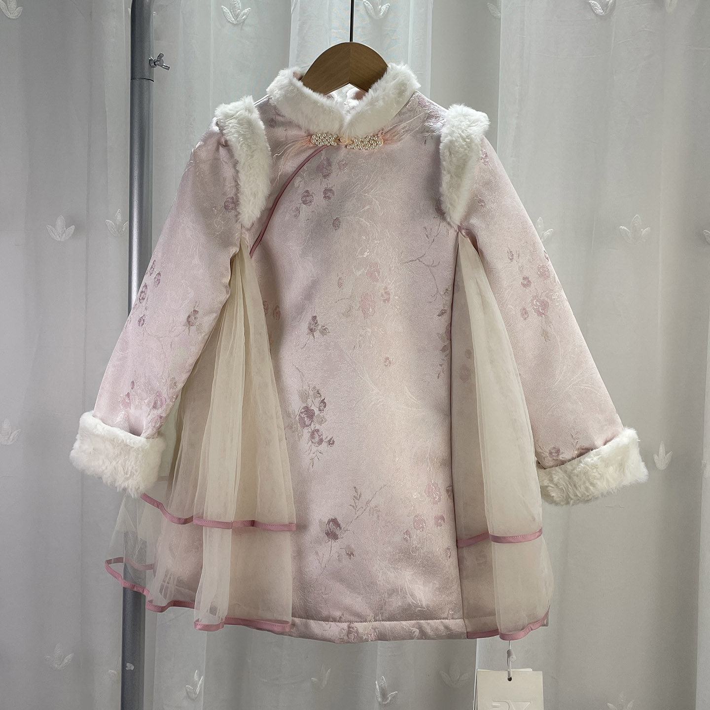 Z 品牌折扣童装中大童女童国风夹棉连衣裙儿童秋冬小A版裙子年服