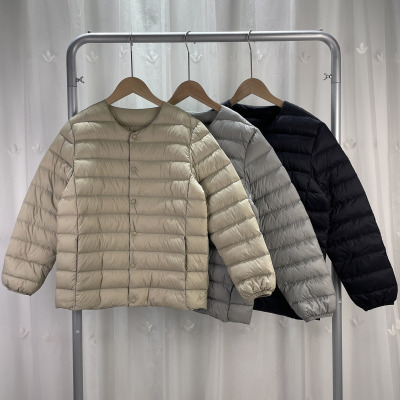 K 品牌折扣童装男女中大童轻薄羽绒服青少年学生圆领鸭绒保暖内胆