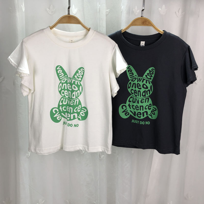 卡儿女童夏季纯棉短袖T恤衫圆领