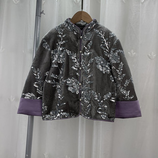 V 品牌撤柜童装中大童女童丝绒亮片羽绒服儿童冬季鸭绒保暖外套