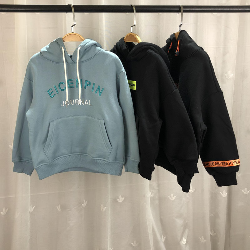e系列品牌撤柜童装中大童男女童连帽套头卫衣儿童秋冬加绒休闲服