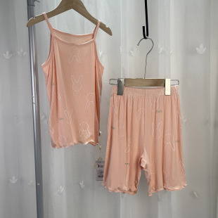吊带短裤 儿童夏季 女中童家居服套装 睡衣2件套 品牌折扣童装