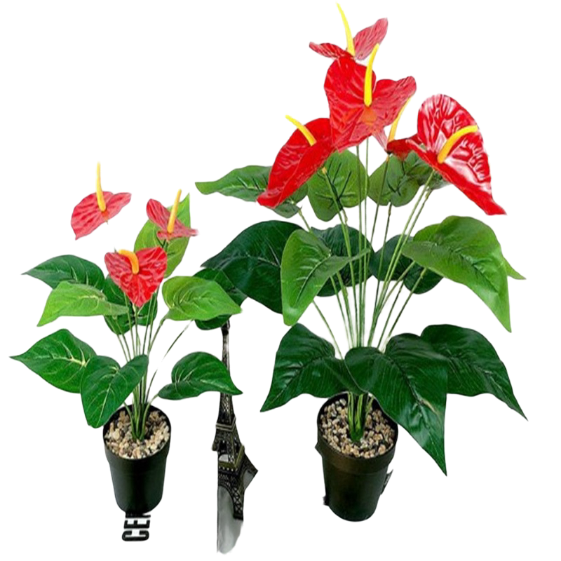 单只12头18头仿真红掌绿植盆栽塑料假花家居客厅办公摆放盆景装饰