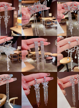 925银针网红流苏耳环轻奢高级感珍珠耳钉耳坠名媛气质设计耳饰女