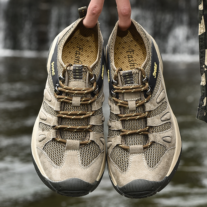 透气网面男鞋大码新款大头户外鞋