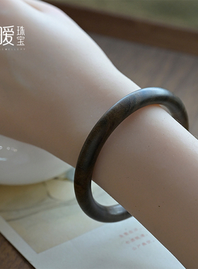 绿檀木手镯古风圆条女饰品