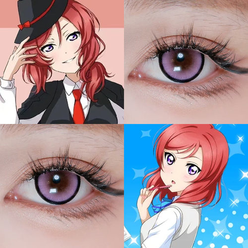 西木野真姬COS美瞳芋泥紫新月池紫lovelive矢泽妮可草莓粉显色hn