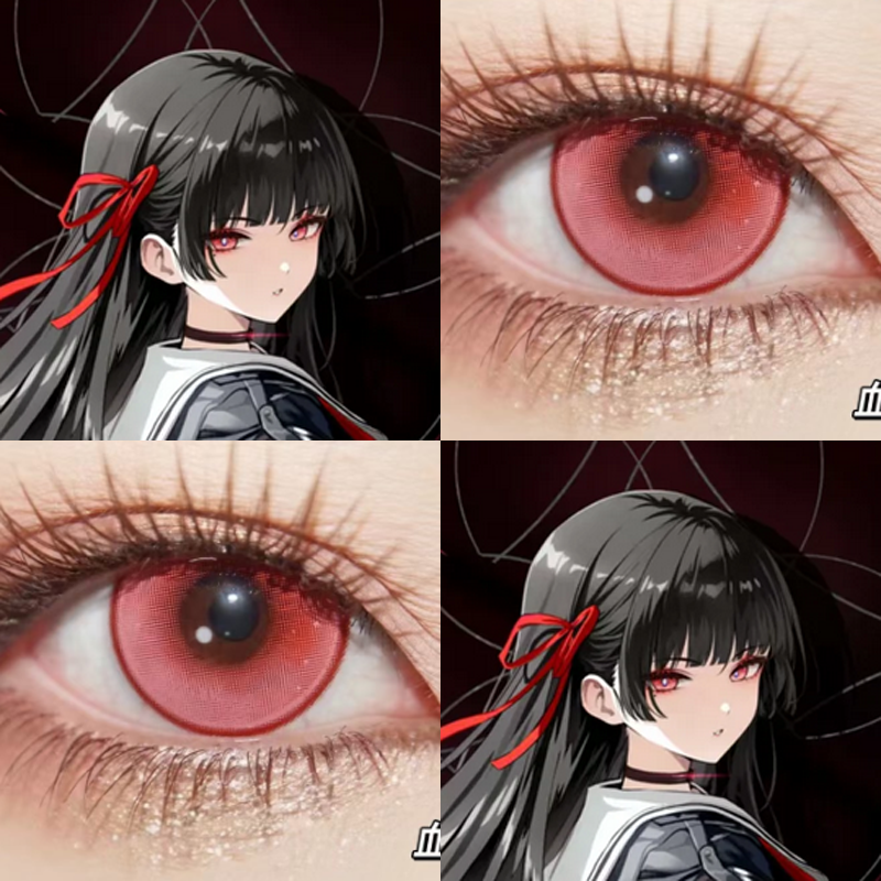 千咲cos美瞳日半年抛红色鸣潮女朱樱红血红光环晓日红萤火黛粉gt