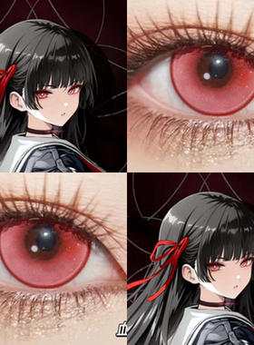 千咲cos美瞳日抛红色鸣潮女朱樱红血红光环晓日红萤火黛粉佳JA