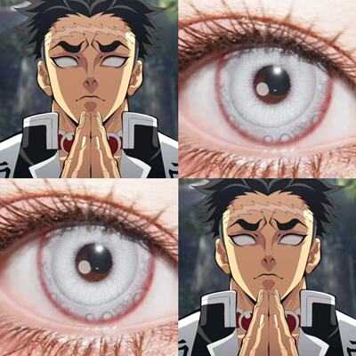 悲鸣屿行冥cos美瞳日抛鬼灭之刃纯白色日向白锦鲤白银nulla显色JA