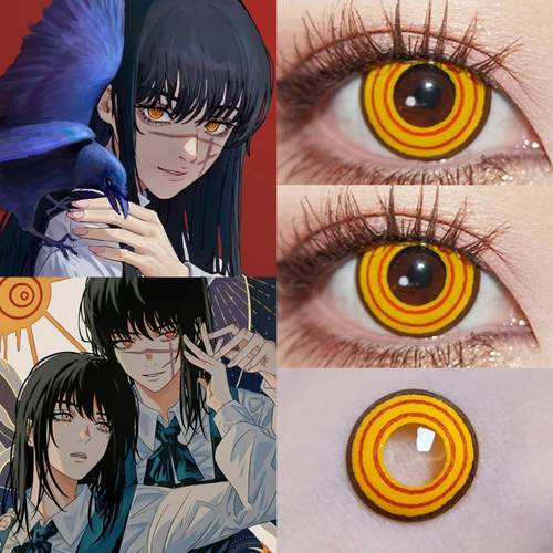 三鹰朝cos美瞳电锯人战争恶魔半年抛大直径带度数帕瓦隐形眼镜JA