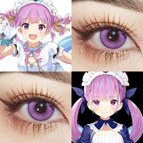 凑阿库娅COS美瞳hololive虚拟主播魔力紫雷灵珠奈良薰显色紫色Ja