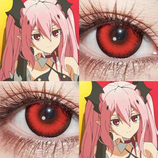 克鲁鲁美瞳cos终结的炽天使混血大直径隐形眼镜显色万圣节红色JA