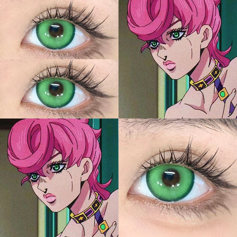 特里休cos美瞳绿色显色日抛两片十片大直径jojo的奇妙冒险漫展HN