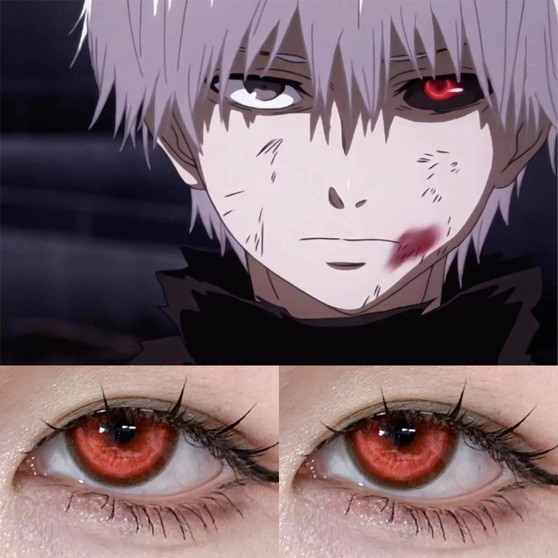 金木研cos美瞳红色还原年抛大直径带度数显色东京食尸鬼漫展男JA